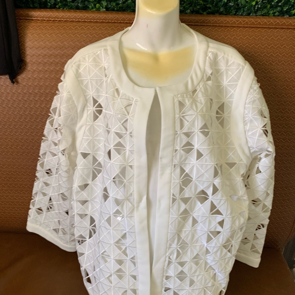 Beautiful Polyester White Lace Jacket - image 3